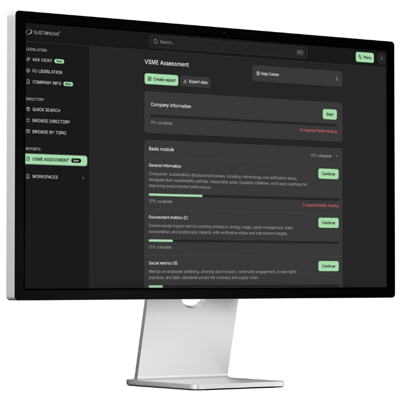 VSME Assessment Tool on laptop