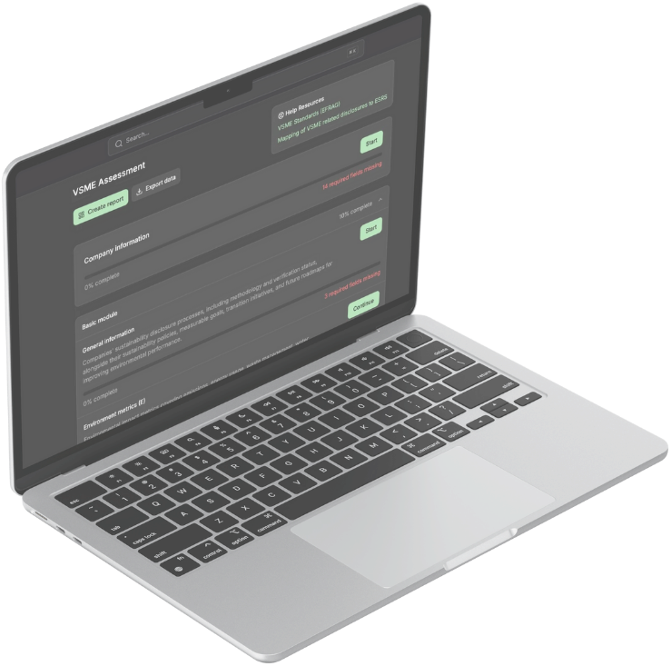 VSME Assessment Tool on laptop